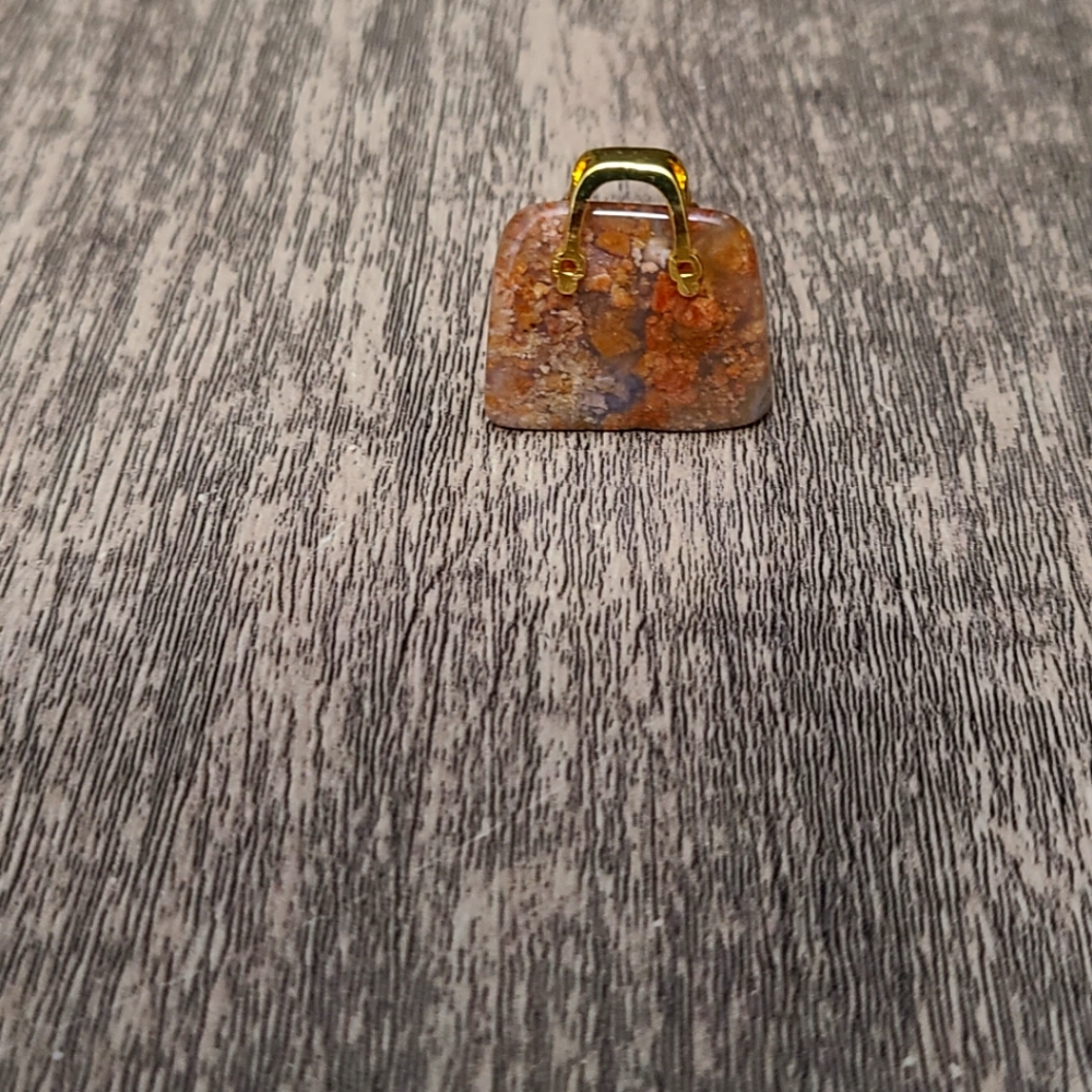 Flower Agate crystal miniture purse